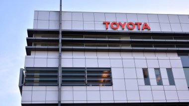 Varşova, Polonya. 24 Ocak 2020. Toyota imzala. Şirket tabelası Toyoya.