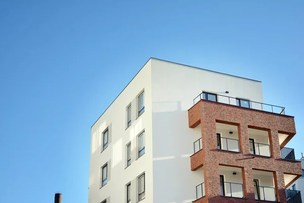 Edificio Residencial Contemporáneo Exterior Luz Del Día Edificio Apartamentos Moderno — Foto de Stock