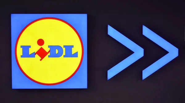 Warsaw Poland January 2020 Sign Lidl Company Signboard Lidl — 스톡 사진