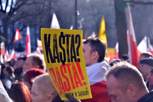 Warszawa Polen Januari 2020 Regeringsvänlig Demonstration Till Stöd För Reform — Stockfoto