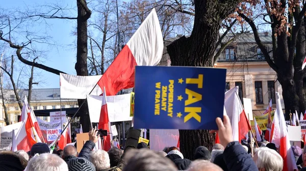 Warschau Polen Januari 2020 Een Demonstratie Voor Regering Ter Ondersteuning — Stockfoto