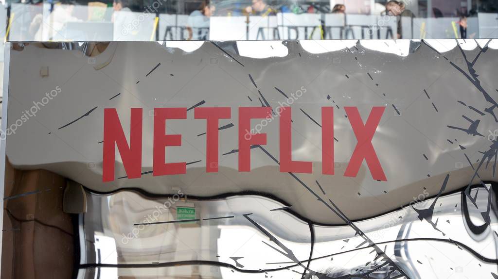 Warsaw, Poland. 8 January 2020. Sign Netflix. Company signboard Netflix.