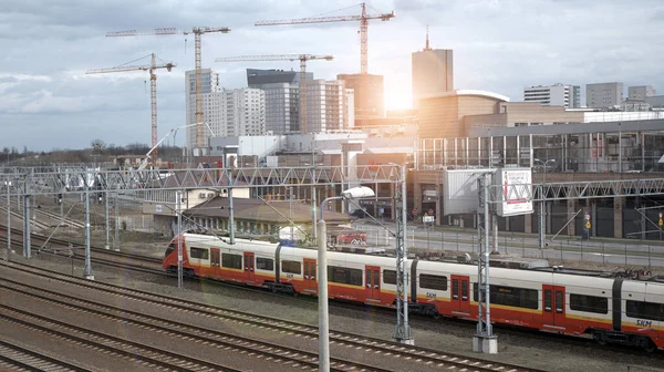 Warschau Polen März 2020 Blick Auf Wolkenkratzer Der Innenstadt Stadtzentrum — Stockfoto