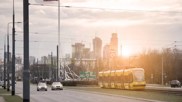 Warschau Polen Maart 2020 Uitzicht Binnenstad Zakelijke Wolkenkrabbers Het Centrum — Stockfoto