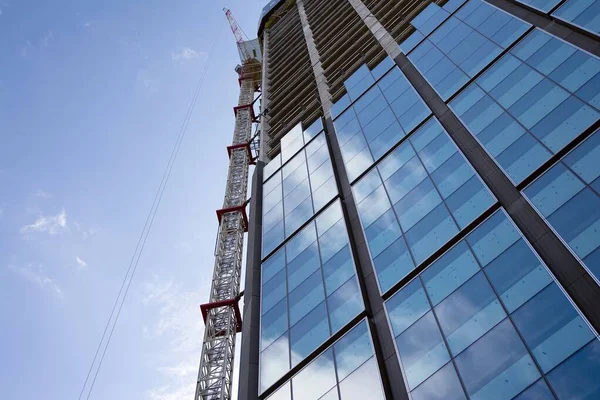 Building Construction Cranes Cloudy Sky — Stock Photo, Image