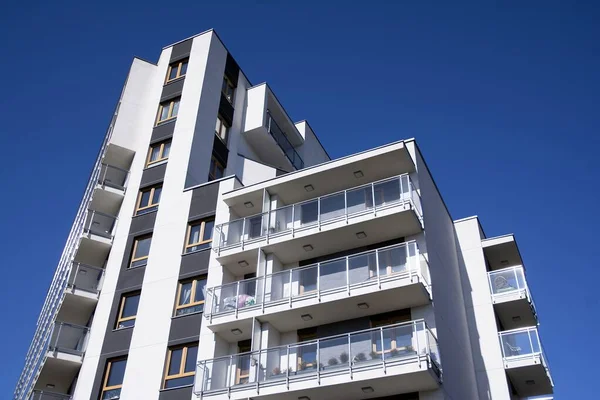 Modern New Apartment Building Multistoried Modern New Stylish Living Block — Stock Photo, Image