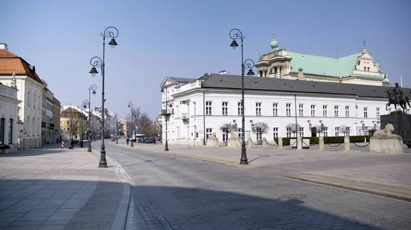 Warszawa Polska Marca 2020 Ulice Główne Miejsca Pozostają Opuszczone Powodu — Zdjęcie stockowe