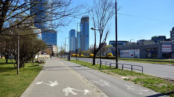 Varsovia Polonia Abril 2020 Las Calles Los Principales Lugares Permanencia — Foto de Stock