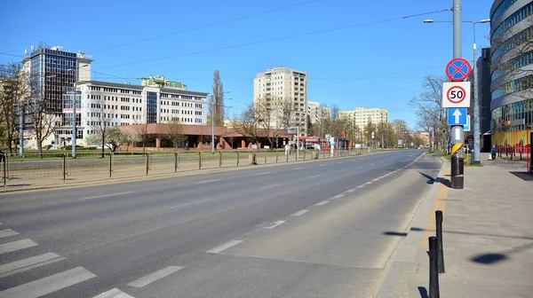 Varşova Polonya Nisan 2020 Coronavirus Sağlık Acil Durumu Nedeniyle Sokaklar — Stok fotoğraf