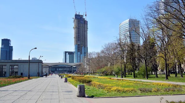 Warschau Polen April 2020 Straten Belangrijkste Plaatsen Van Blijven Verlaten — Stockfoto