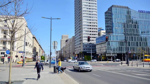 Warschau Polen April 2020 Straten Belangrijkste Plaatsen Van Blijven Verlaten — Stockfoto