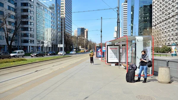 Warschau Polen April 2020 Wegen Des Gesundheitsnotstands Mit Dem Coronavirus — Stockfoto