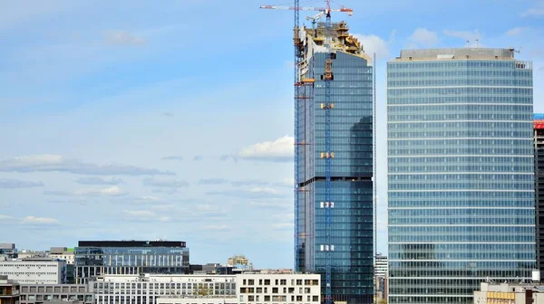 Warsaw Poland April 2020 Aerial View Modern Skyscrapers Buildings City — Stock Photo, Image