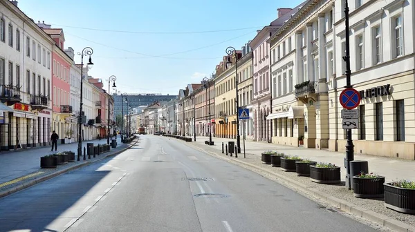 Varsovia Polonia Abril 2020 Las Calles Los Principales Lugares Permanencia — Foto de Stock