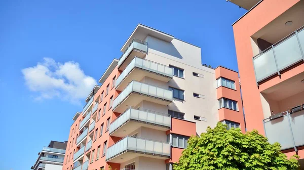 Modern European residential apartment buildings quarter. Abstract architecture, fragment of modern urban geometry.