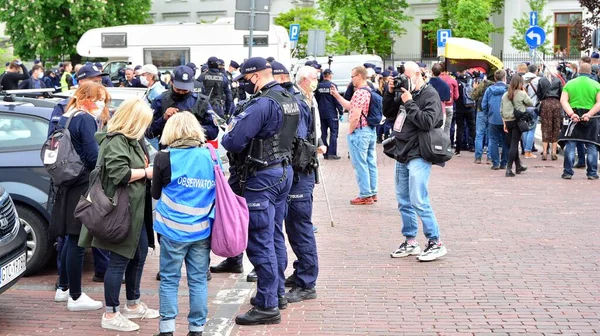 Varsóvia Polónia Maio 2020 Protesto Strajk Przedsiebiorcow Entrepreneur Strike Pessoas — Fotografia de Stock