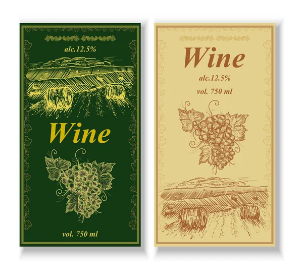Etiqueta del vino, banderas verticales de vector vintage — Vector de stock