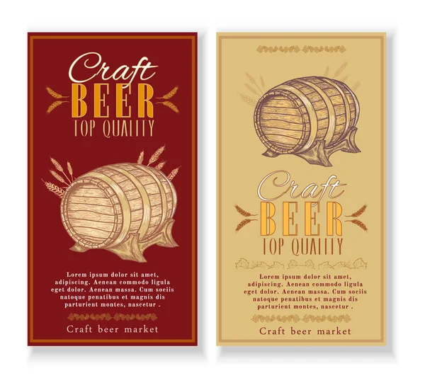 Diseño de marco vintage de pancarta de cerveza artesanal para etiquetas, pancarta — Vector de stock