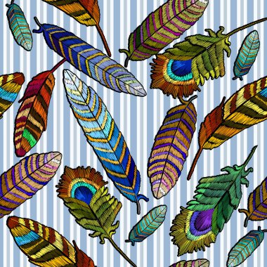 Renk tüyler nakış seamless modeli