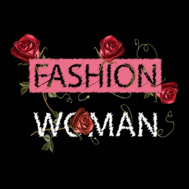Nakış gül, kadın baskı moda, t-shirt tasarım
