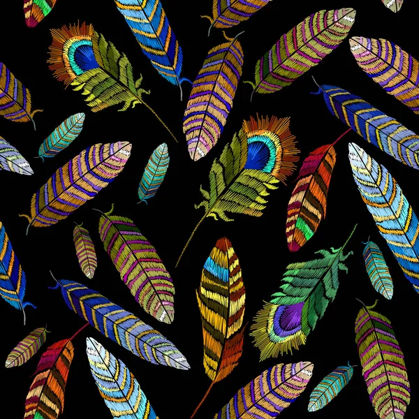 Renk tüyler nakış seamless modeli elle çizilmiş moda