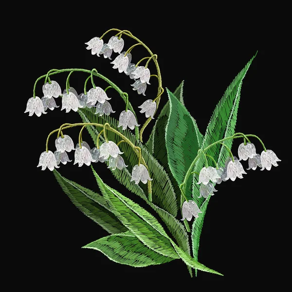 Вишивка білі проліски білі квіти вектор — стоковий вектор