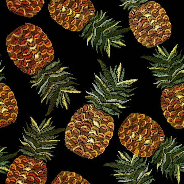 Vyšívací vzor bezešvé ananas. Klasická Výšivka — Stockový vektor