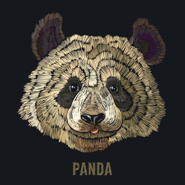 Panda nakış. Moda Giyim, tekstil için şablon