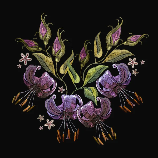 Nakış kaplan lilyum. Giyim, tekstil için şablon