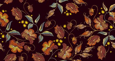 Nakış vintage gül çiçek seamless modeli