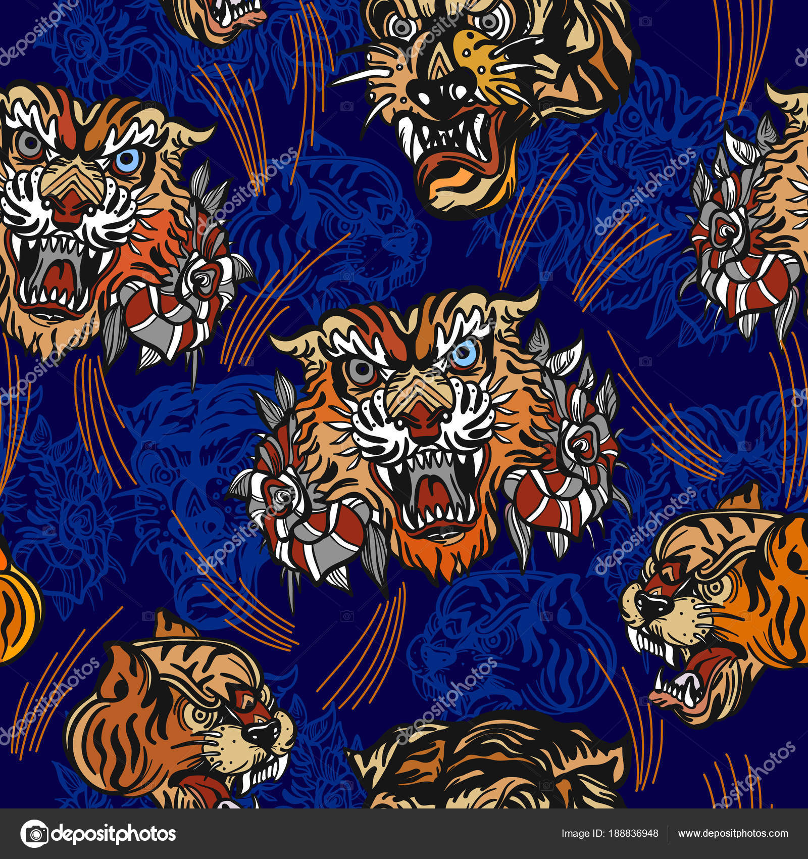 Sold at Auction: VINTAGE TIGER TATTOO FLASH