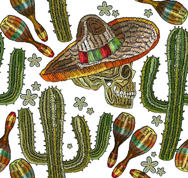 Embroidery mexican culture seamless pattern art. Classical ethni