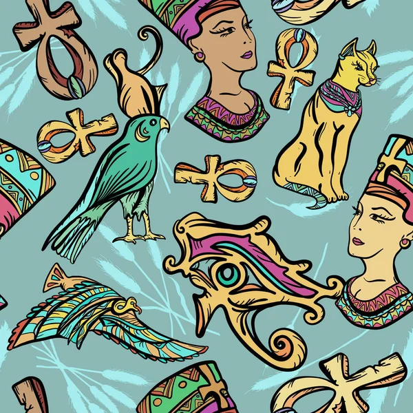 古代エジプトのアート パターン。古典的なフラッシュのタトゥー — ストックベクタ