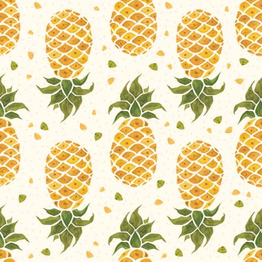 Ananas arka plan. Sulu Boya Dikişsiz desen.
