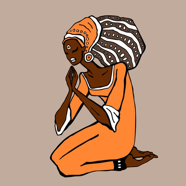 Αφρικανική γυναίκα σε έθνικ στυλ — Διανυσματικό Αρχείο