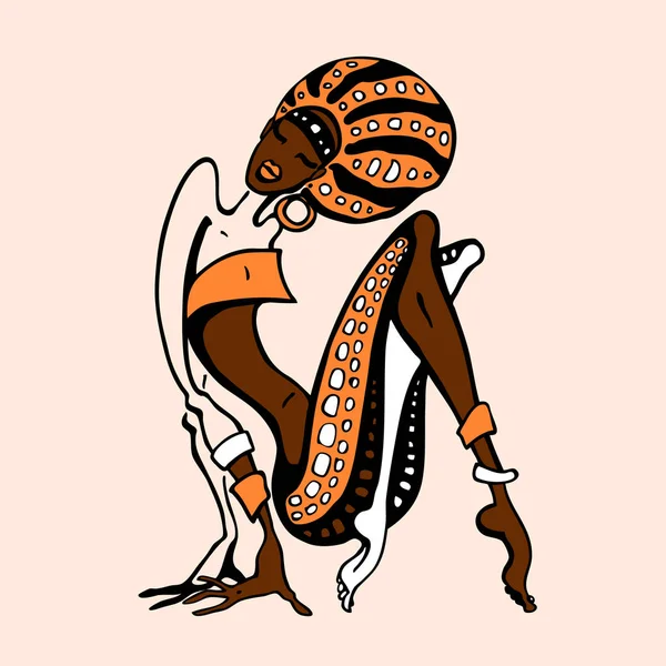 Mujer africana en estilo étnico — Vector de stock