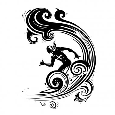 Dalga sörfçü adam.