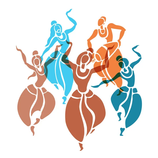 Des danseurs indiens. Illustration vectorielle . — Image vectorielle