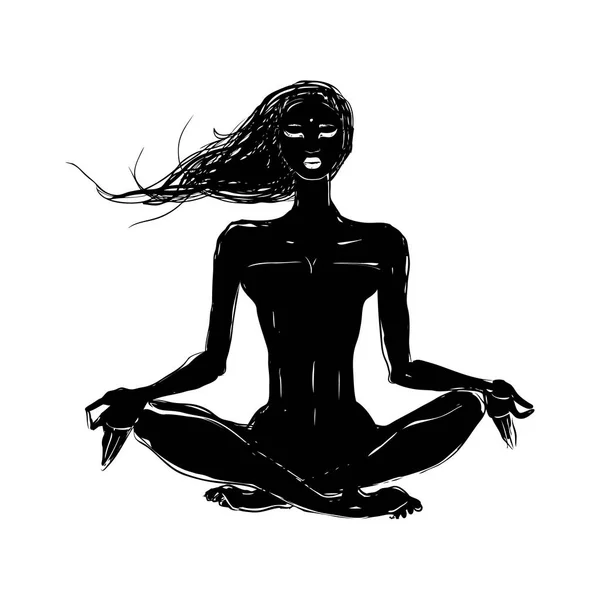 Mooi meisje in yoga pose — Stockvector