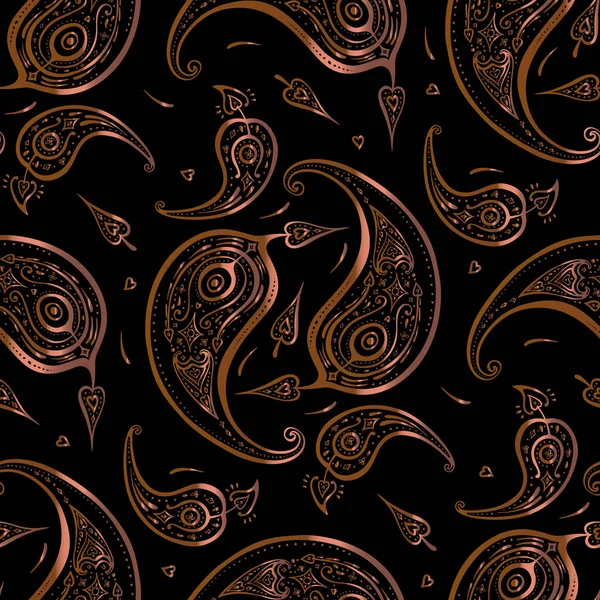 Paisley Hermoso fondo dorado sin costuras . — Archivo Imágenes Vectoriales