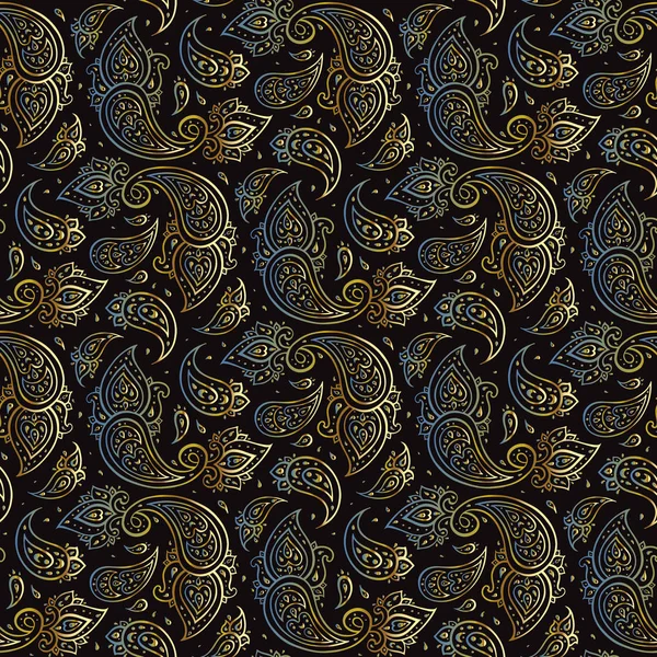 Paisley Hermoso fondo dorado sin costuras . — Archivo Imágenes Vectoriales