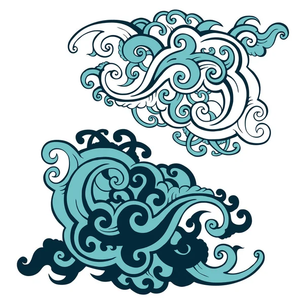 Conjunto de olas marinas . — Vector de stock