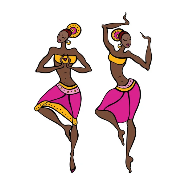 Mujer bailando en estilo étnico . — Vector de stock