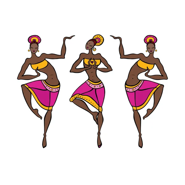 Táncoló nő etnikai stílusú. — Stock Vector