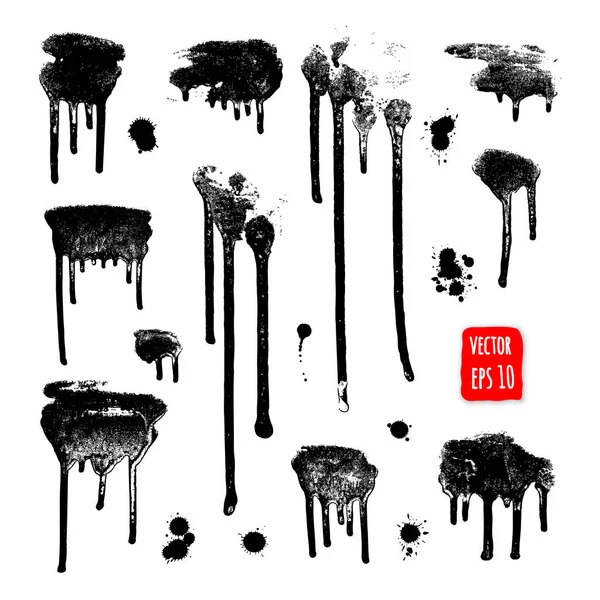 Gotas de tinta. Pintura Grunge. Conjunto de elementos de design . — Vetor de Stock