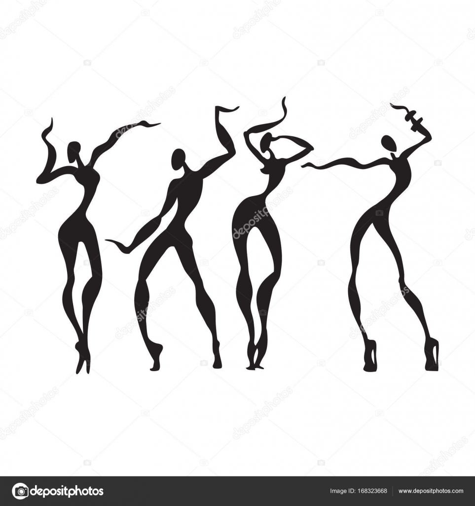 Beautiful women. Dancing silhouettes. Stock Vector by ©katyaulitina  168323668, image size:963x1024