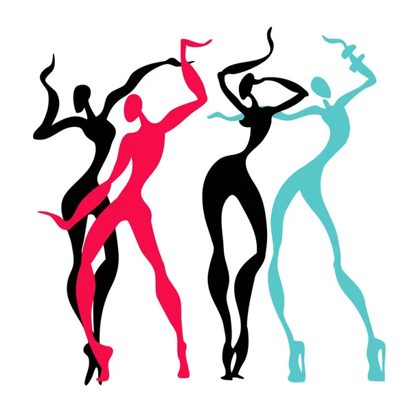 De belles femmes. Silhouettes dansantes . — Image vectorielle
