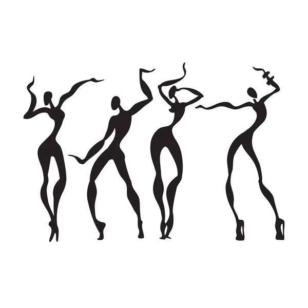 Hermosas mujeres. Siluetas danzantes . — Archivo Imágenes Vectoriales