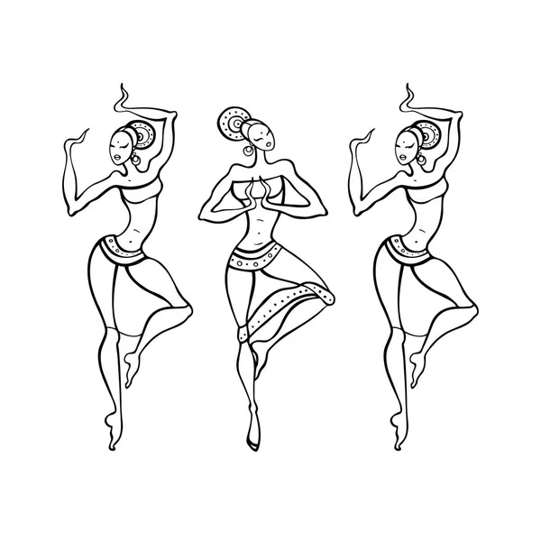 Mujer bailando en estilo étnico . — Vector de stock