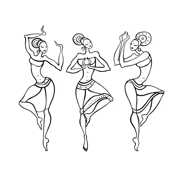 Mujer bailando en estilo étnico . — Vector de stock